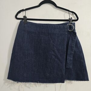 Madewell Dark Blue Denim Wrap Mini Skirt